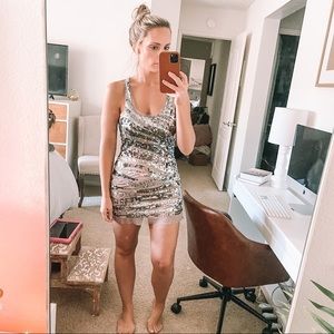 sequence cross back dress